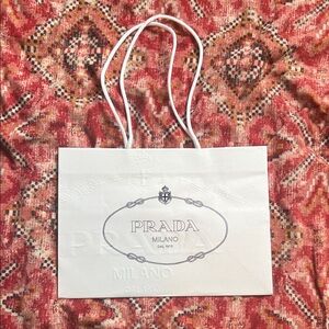 Prada White Logo Shopping Bag
